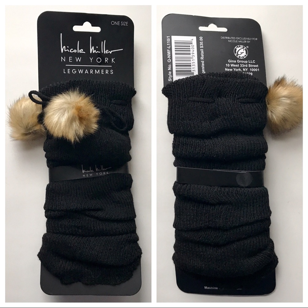 Nicole Miller NY Leg Warmers Black One Size - Picture 1 of 3